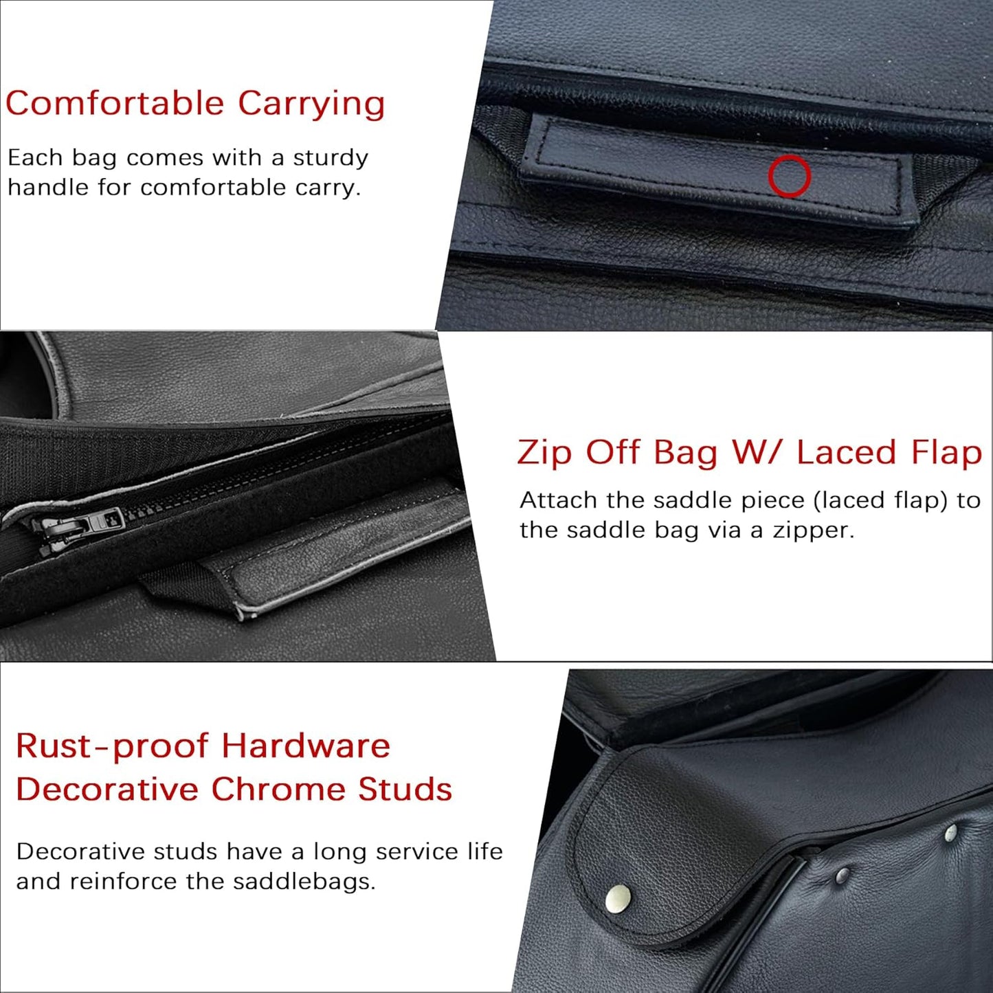 Dream Apparel Naked Cowhide Leather Motorcycle Saddle Bags Throw Over Saddlebags, Motorcycle Side Bags for Honda Shadow Sportster Softail Dyna V-star (Black, No Studs)