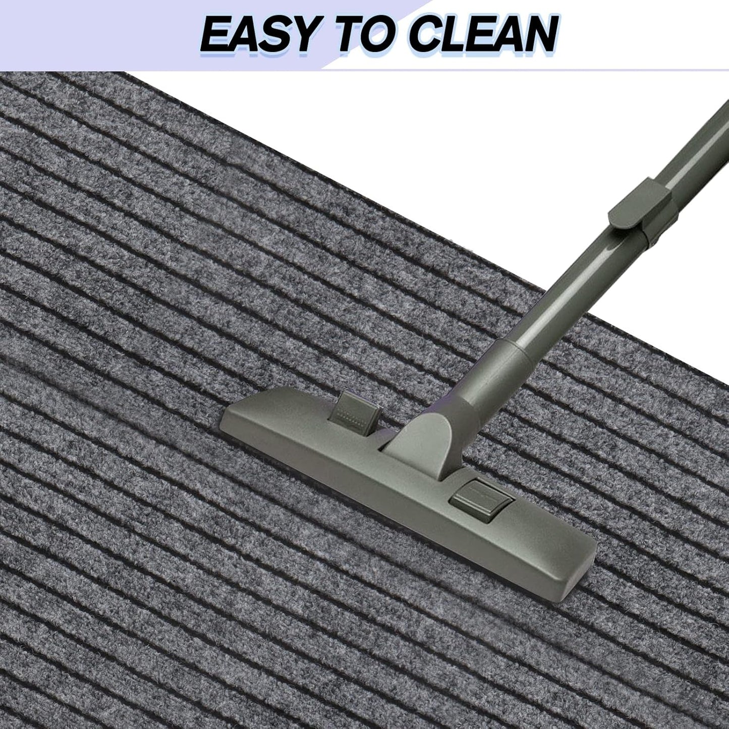 Custom Size Backed Non-Slip Area Rugs Runner, Easy Clean, Waterproof Runner Rugs for Hallway Entryway, Kitchen, Laundry, 4FT x 8FT, Gray Stripe