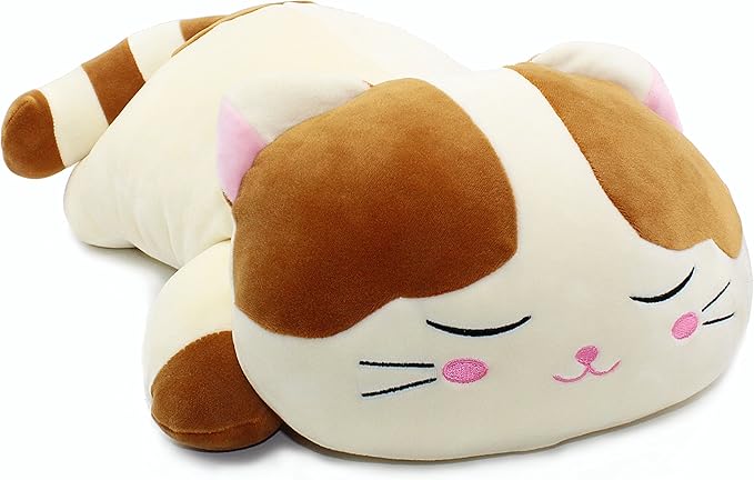 Very Soft Cat Big Hugging Pillow Plush Kitten Kitty Stuffed Animals Brown 23.5"