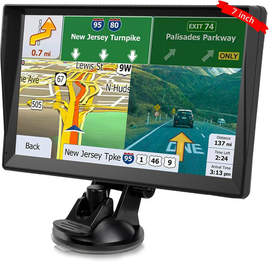 7-Inch GPS Navigator for Car Truck RV, 2025 Offline Maps with Lifetime Free Updates, Touchscreen Sat Nav, Voice Guidance, Speed & Traffic Alerts, Custom Truck Routing