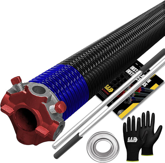Garage Door Torsion Spring 262x2x35 Torsion Springs for Left Side of Garage Door with 1" Steel Bearing, Gloves, and Winding Bars Precision E-Coating 5-Year Warranty Minimum 30,000 Cycles (Red Cone)