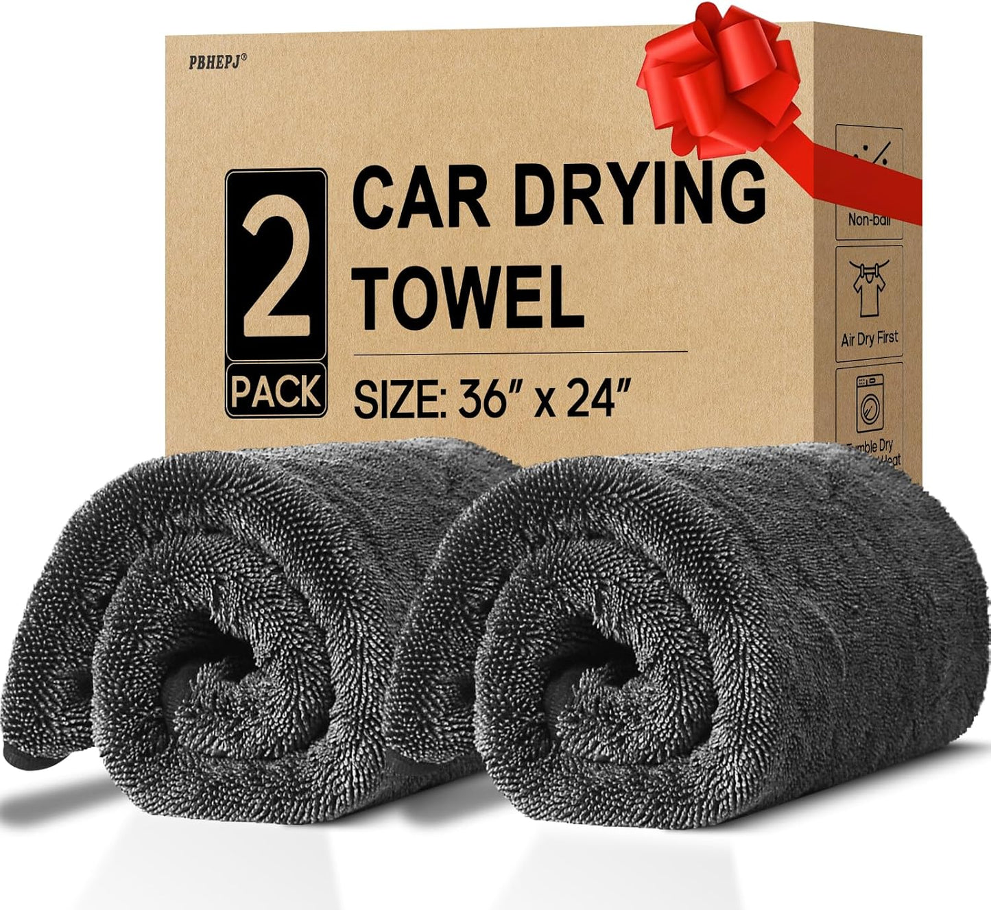 2 Pack Microfiber Towels (36"x 24") Extra Large Ultra Absorbent Drying Towel for Cars and Trucks, Without Streaks, Scratches, or Water Spots