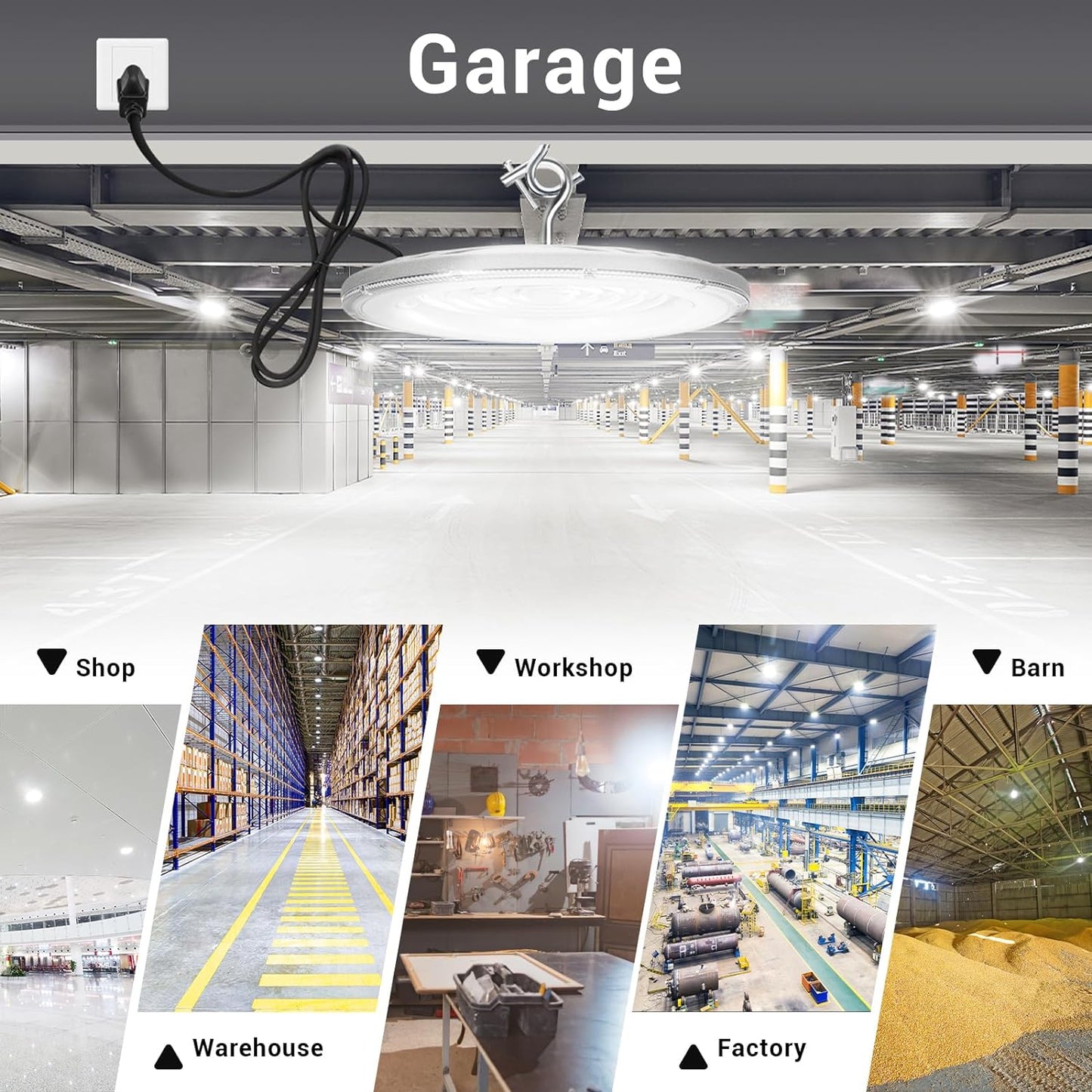 15 Pack 150W UFO Led High Bay Light,120VAC,21050LM 5000K Daylight Area Lighting,IP66 Waterproof 650W MH/HPS with Plug Commercial Bay Lighting for Warehouse/Shop/Workshop/Barn/Gym/Factory