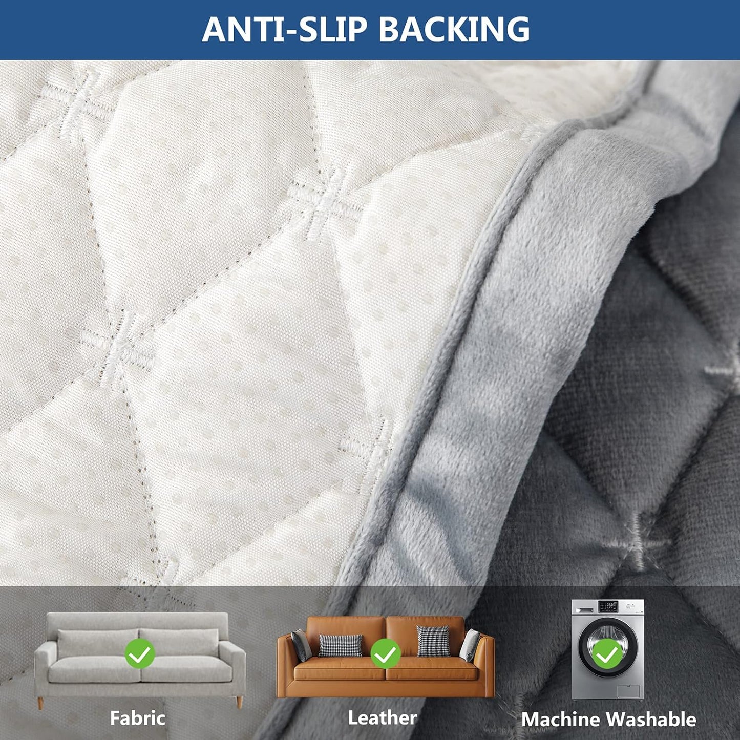 Eismodra Couch Cover,Sectional Couch Covers,Sofa Covers for 3 Cushion Couch,Anti-Slip Sofa Slipcovers for Dogs Cats Kids Loveseat Recliner L Shaped Armrest Backrest,Light Gray 43''x94''(Only 1 Piece)