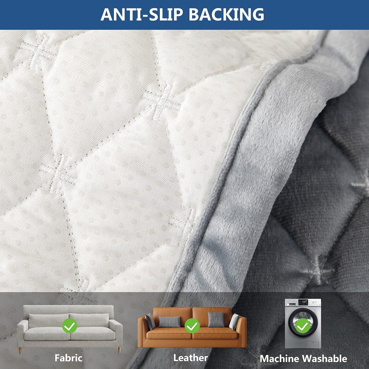 Eismodra Throw Pillows,Couch Cover,Sofa Cover,Sectional Couch Covers for 3 Cushion Couch,Sofa Slipcovers for Dogs Cats Pet Loveseat Recliner Leather L Shaped,Light Gray 18 x 18 Inches (Only 1 Piece)