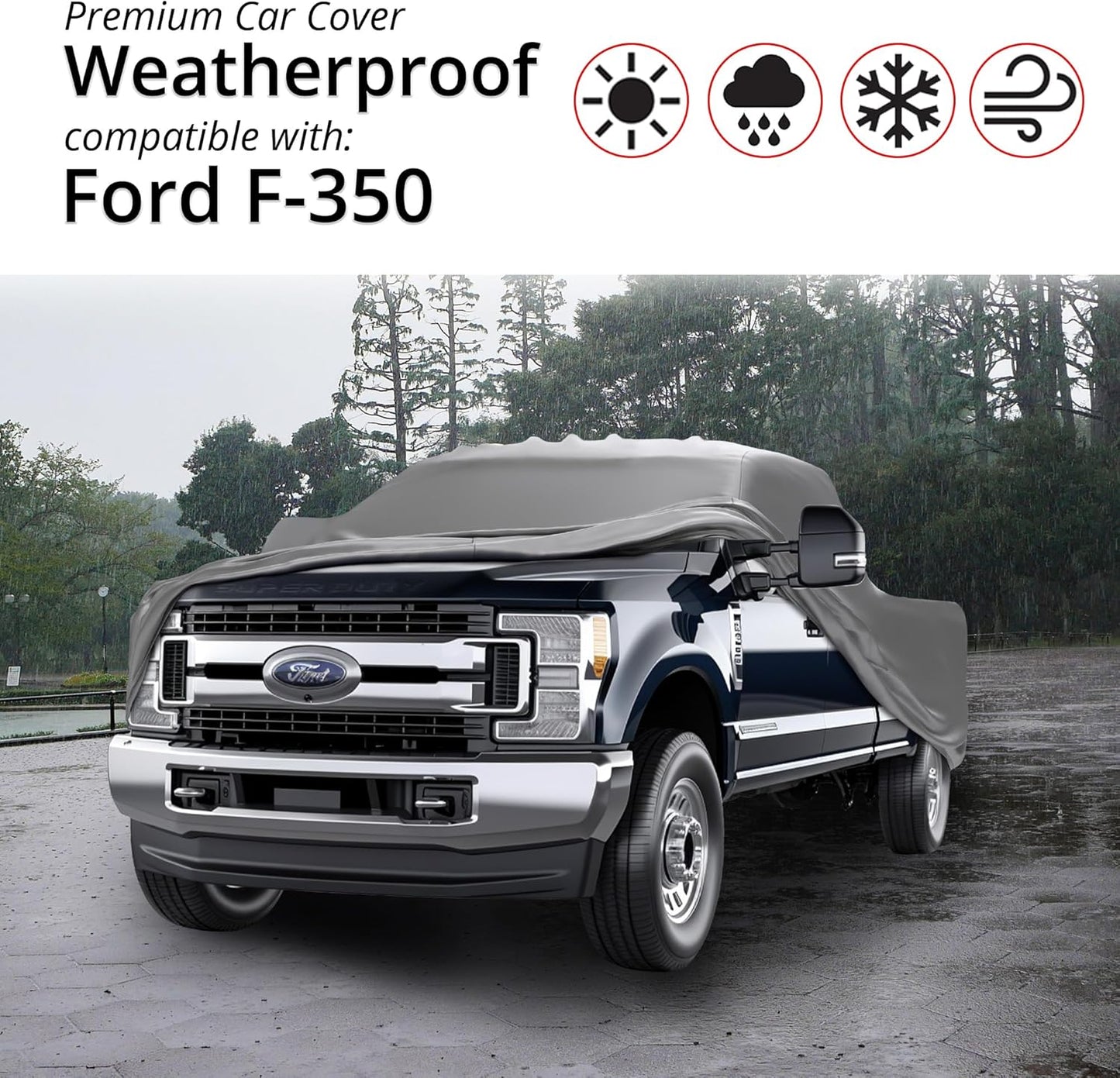 Car Covers Weatherproof Max Truck Cover & Warranty Compatible with Ford 2003-2019 F-350 Regular Cab, 8'– Outdoor Cover, Prevents Theft with Cable Lock