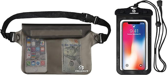 Waterproof Pouches with Waist Strap / Pouch Case Bundle Set- Keep Your Phone & Valuables Dry and Safe - Waterproof Dry Bags for Boating Swimming Snorkeling Kayaking Beach Water Parks Pool