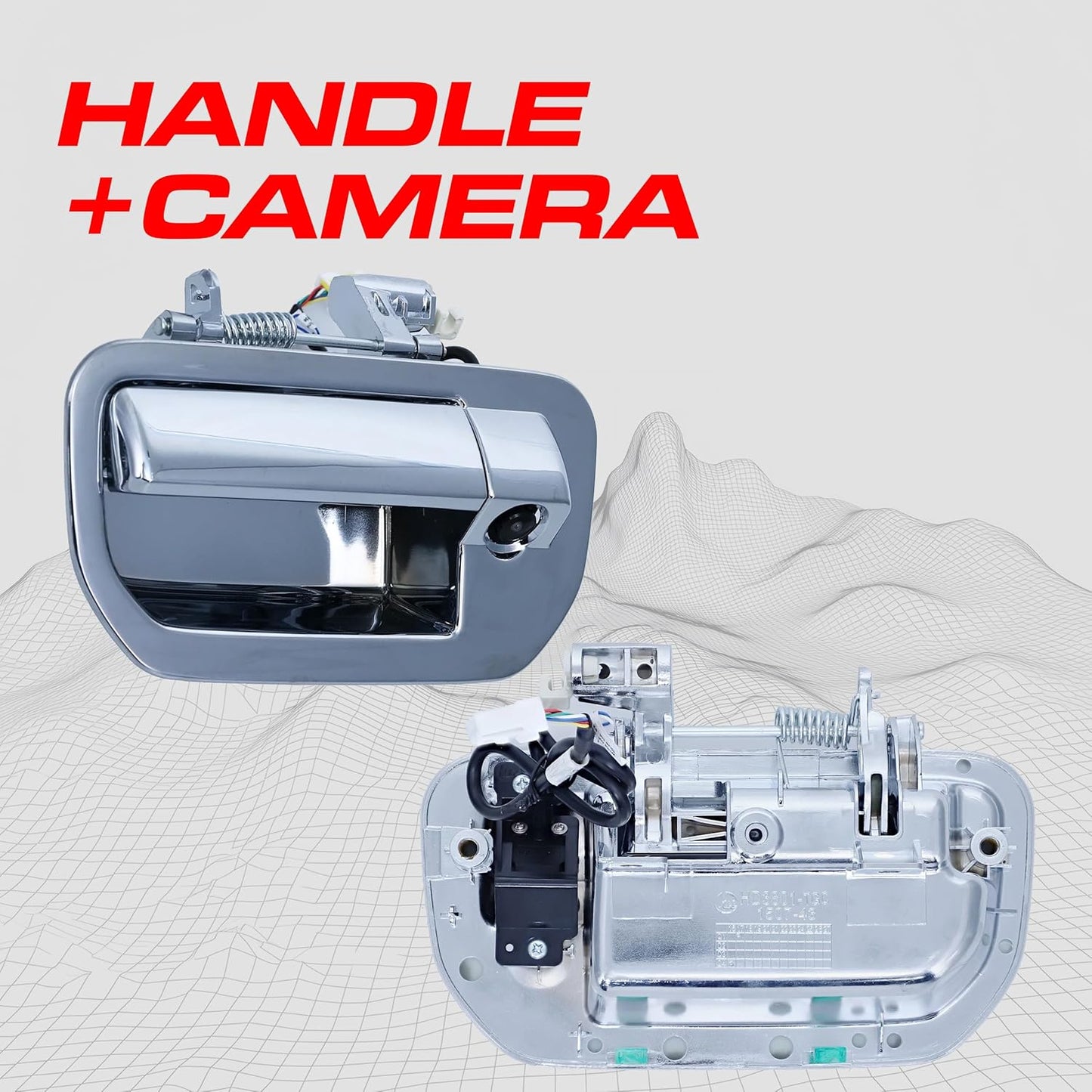 Master Tailgaters Chrome Tailgate Handle with Backup Camera Replacement for Honda Ridgeline (2006-2014) | IP68 Waterproof | Parking Grid Lines Available | Easy to Install