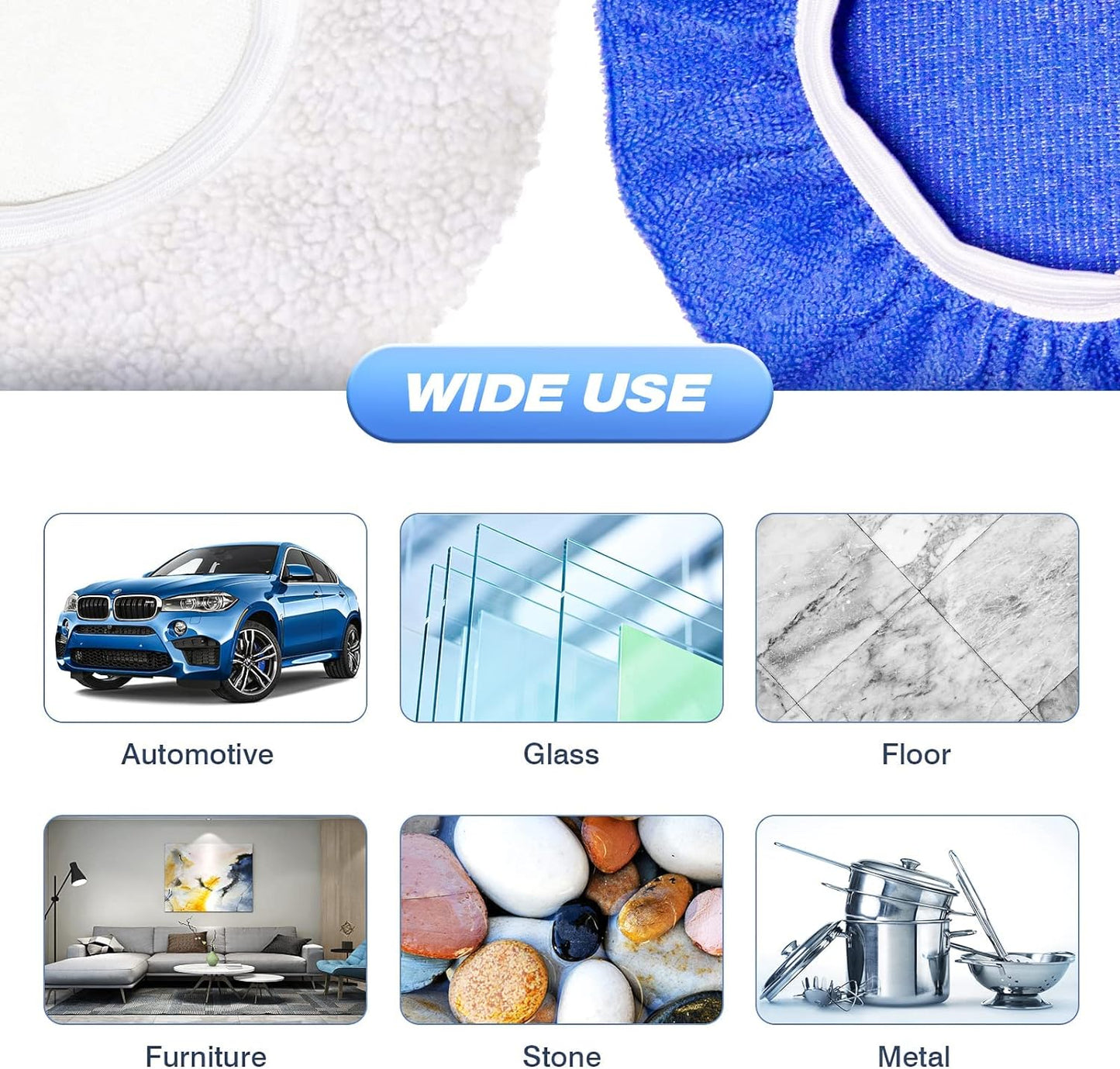 5 to 6 Inch Car Polisher Pad Bonnet, 15Pcs Car Polishing Bonnet Buffing Pads, 10*Microfiber+5*Woollen