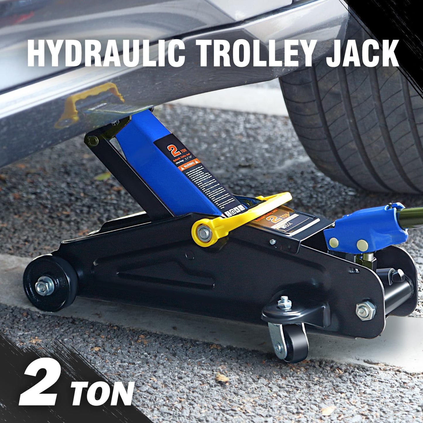DNA MOTORING Low Profile Hydraulic Trolley Service/Floor Jack, 2 Ton (4000 lbs) Capacity, Lifting Range 5.1"-13", Blue, TOOLS-00474