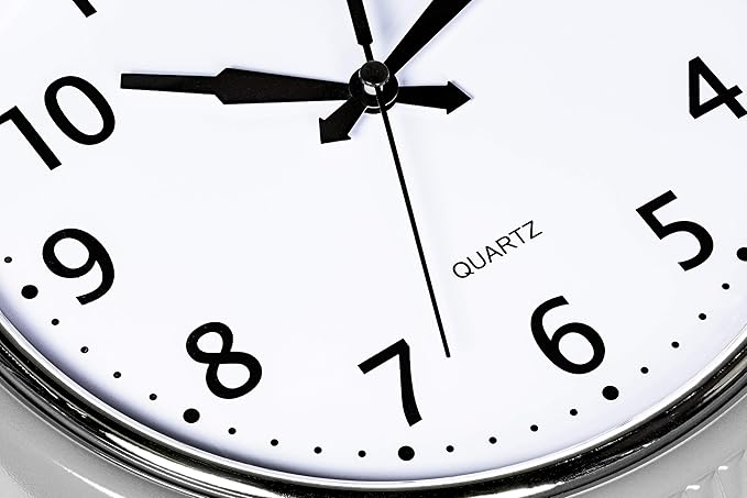Bernhard Products Retro Wall Clock 12 Inch Silver Kitchen 50's Vintage Design Round Silent Non Ticking Quality Quartz Battery Operated for Home/Office/Kitchen/Living Room/School Classroom