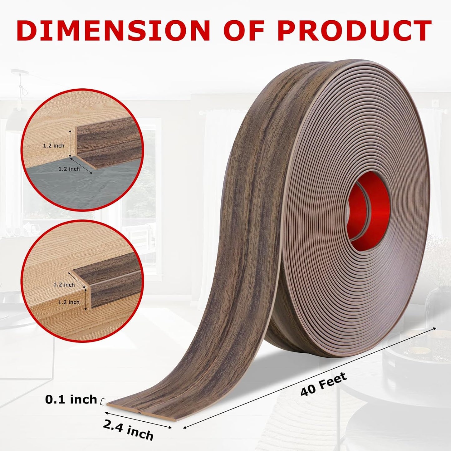 Flexible Wall Corner Protector Moulding Trim Peel and Stick Wall Corner Guards Edge Protector Self Adhesive Molding Trim Strip for Edge Ceiling (Smoked Brown Wood Grain, 2.4 in x 40 Ft)