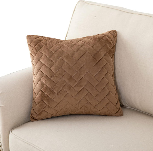 Eismodra Throw Pillows,Couch Cover,Sofa Cover,Sectional Couch Covers for 3 Cushion Couch,Sofa Slipcovers for Dogs Cats Pet Loveseat Recliner Leather L Shaped,Brown 18 x 18 Inches (Only 1 Piece)