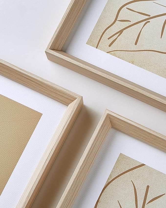 UPWOIGH Boho Canvas Wall Art(No Plexiglass), Framed High Side Wall Art, 16x12in Yellow-Brown Abstract Woman and Leaf Lines Minimalist Wall Decor for Living Room Bedroom Set of 3