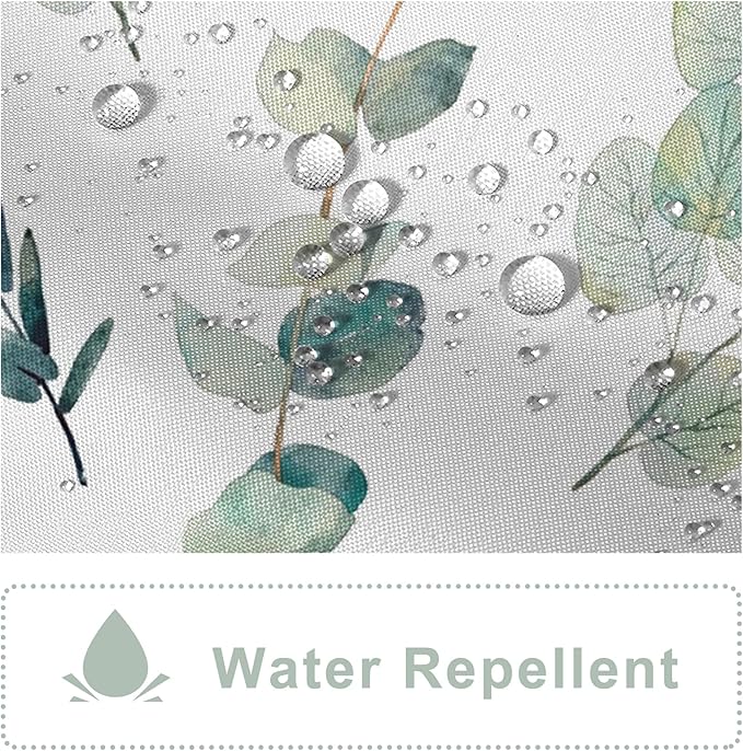 AWERT Shower Curtain Green Plants for Bathroom Waterproof Quick-Drying Eucalyptus Leaves Shower Curtain Set with Hooks 60x72 Inch
