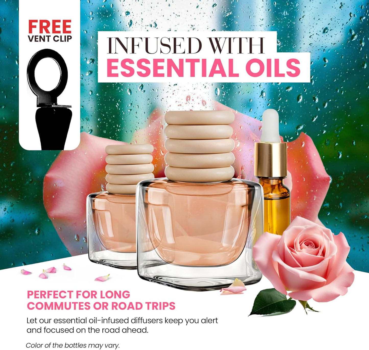 Car Air Fresheners for Women - Floral Fragrance Pack of 2 Long Lasting Car Air Freshener | Odor Eliminator Car Perfume Diffuser with Essential Oils | Automotive Air Freshener Vent Clip by Perfa