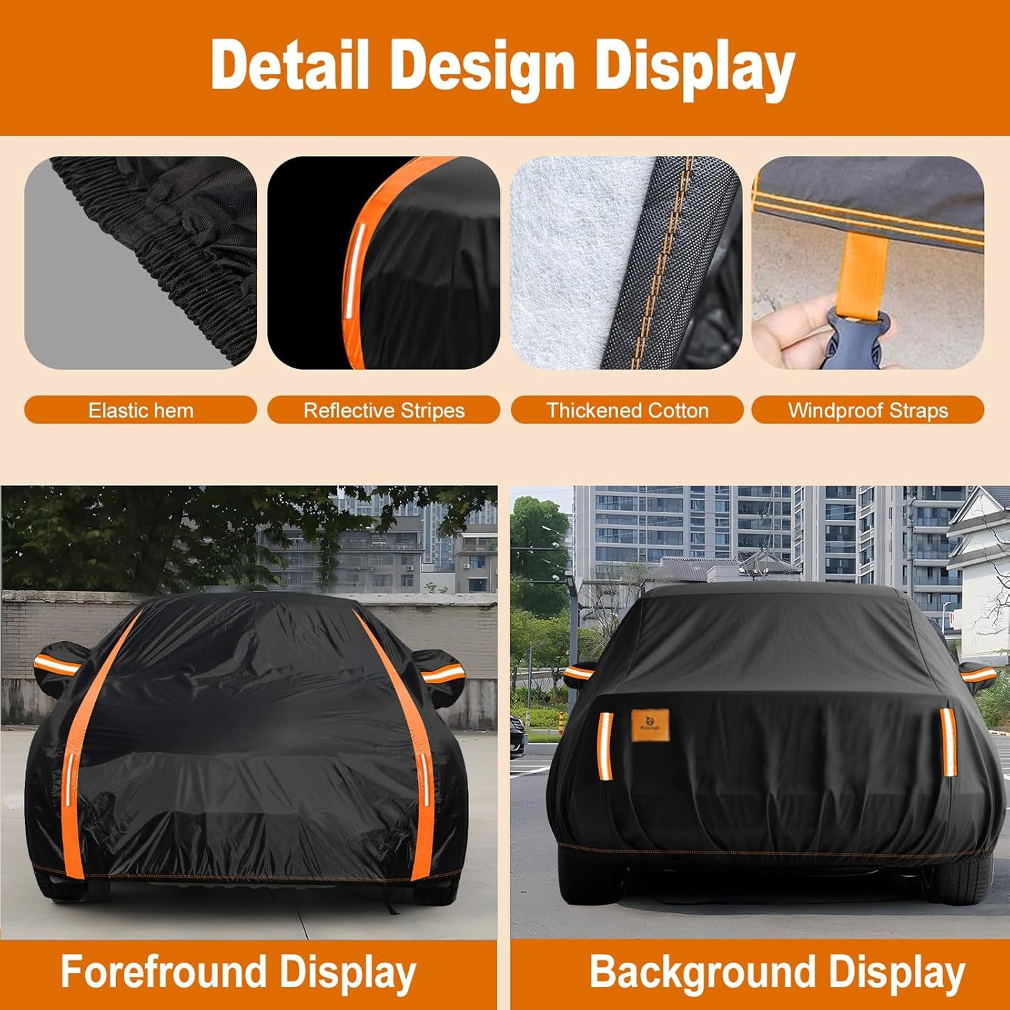 Car Cover Waterproof All Weather for Automobiles Winter Snowproof Rain UV Protection Heavy Duty Outdoor Sedan Car Cover & Car Snow Cover Universal Fit for Sedan Length Up to 179’’