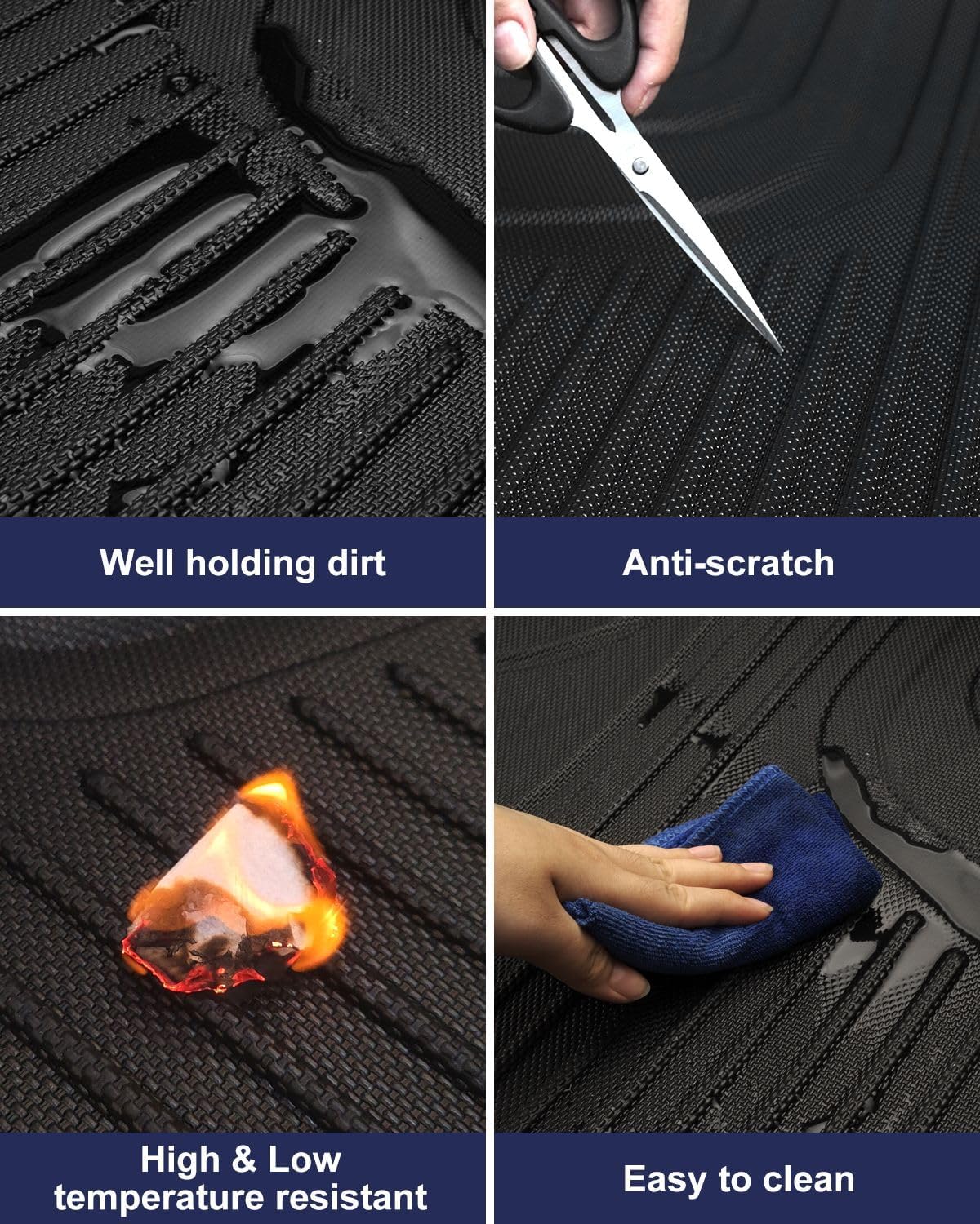 Floor Mats Fit for 2016-2021 Honda Civic Coupe/Sedan/Type R/Hatchback, TTX LIGHTING TPE All Weather Protection Front & Rear Row Floor Liners, Black