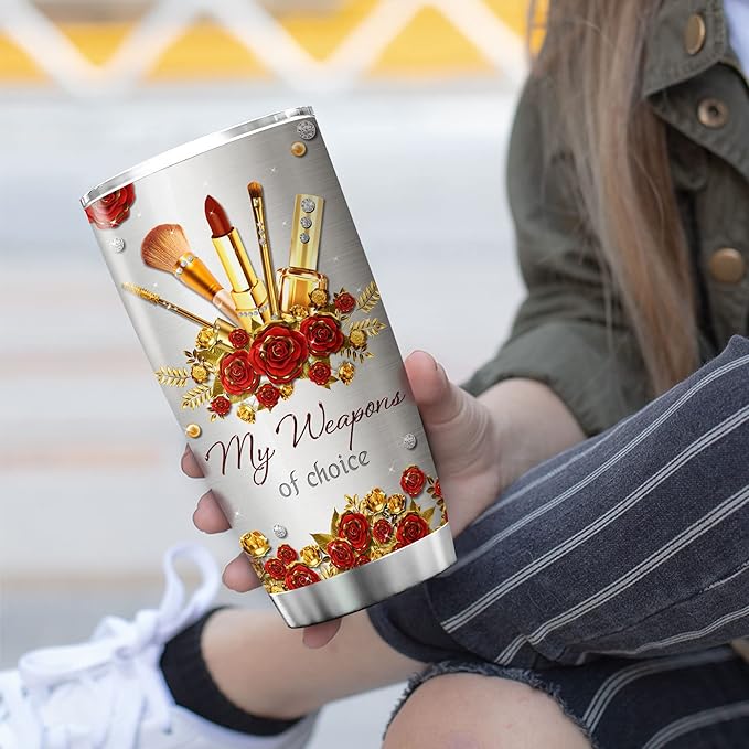 ZOXIX Makeup Lovers Gifts For Women God Says You Are Tumbler Flower Floral Stainless Steel Cup 20oz Mugs With Christian Sayings MUA Esthetician Gifts For Graduation Makeup Artist