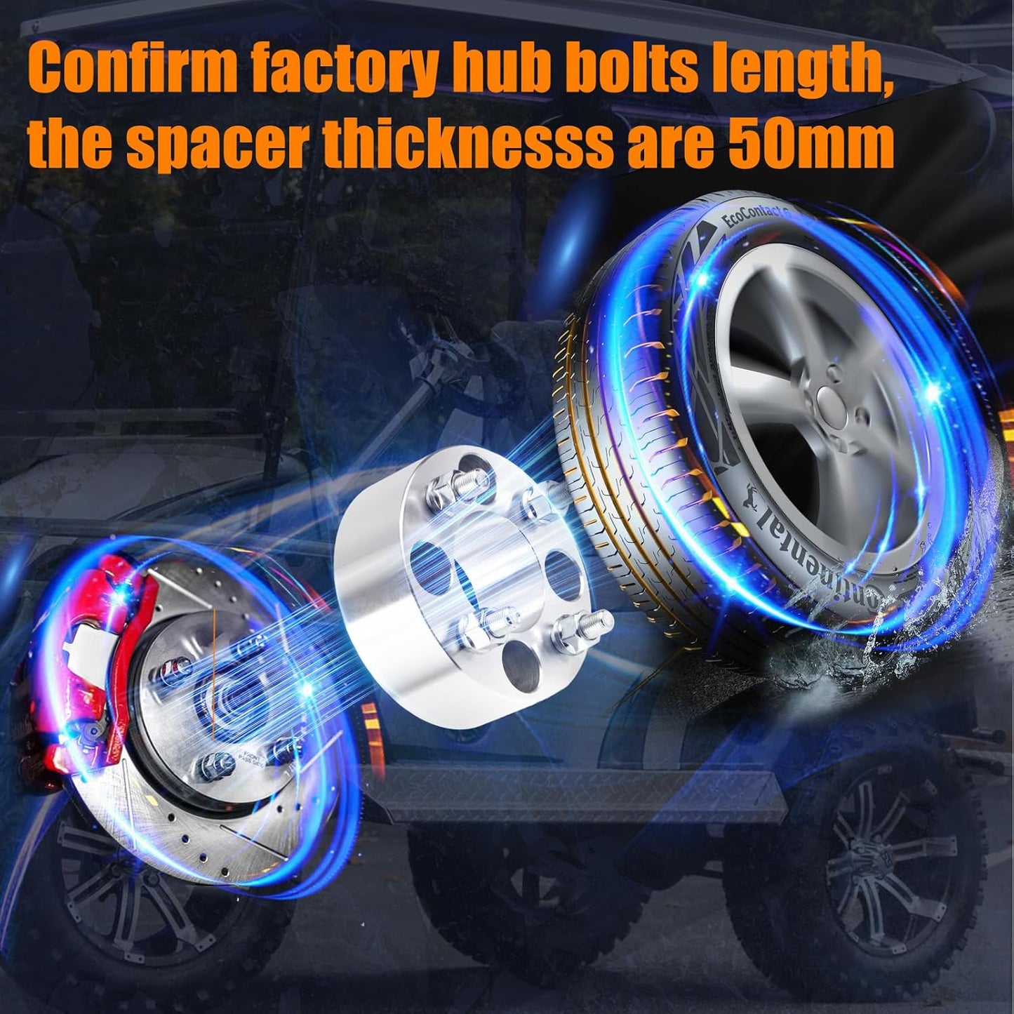 GAsupply 2” 4x4(4X101.6mm) Wheel Spacers Fits for EZ GO EZGO Club Car Golf Carts & ATV, 4x100 to 4x100 Forged ATV Wheel Spacer, 68mm Hub Bore, 1/2"-20 Thread Pitch, 4 Pack (2”, Chrome)