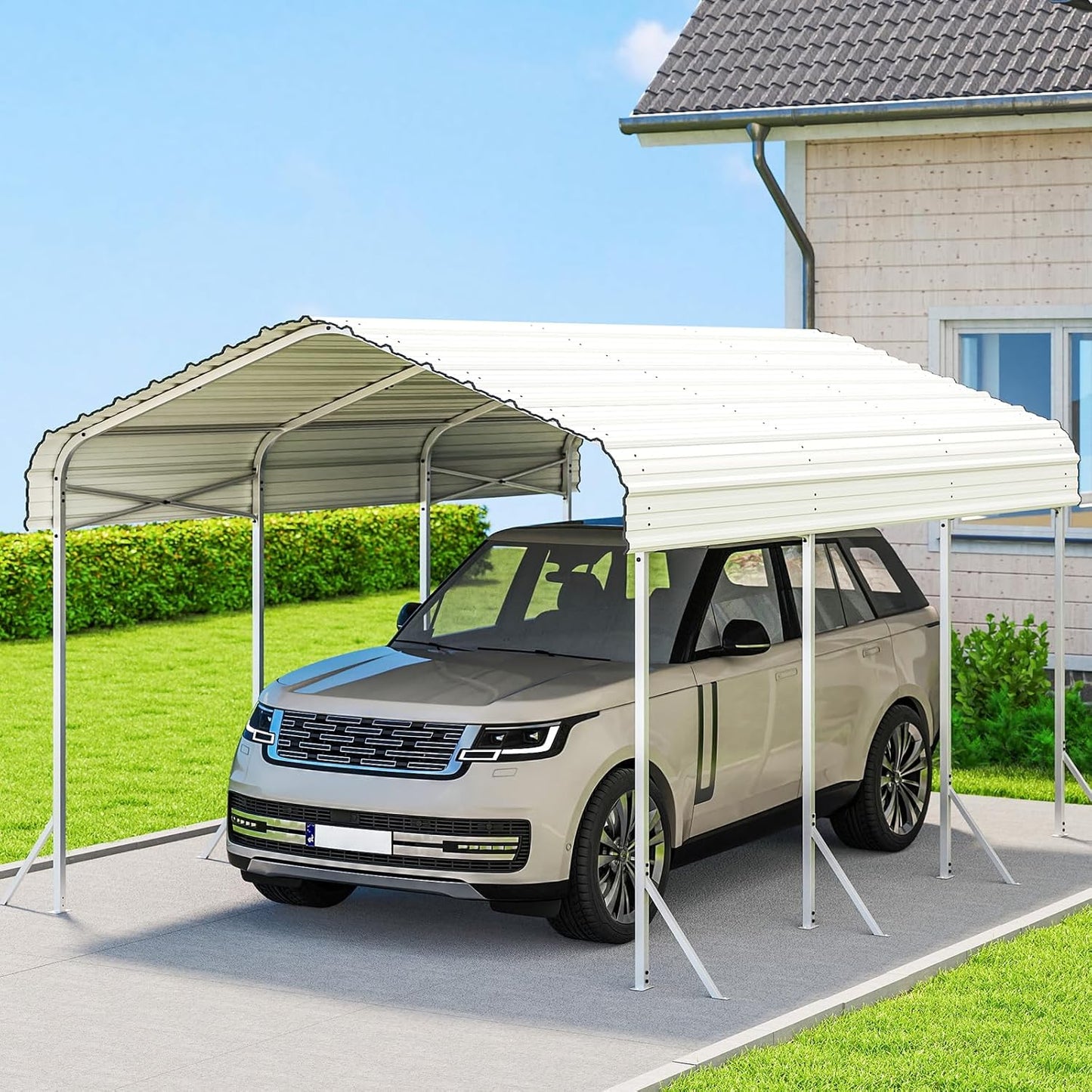 10x15 Carport, Heavy Duty Metal Car Port, All-Weather Protection, Easy Assembly for Cars, Trucks, Boats, Tractors, and Outdoor Storage