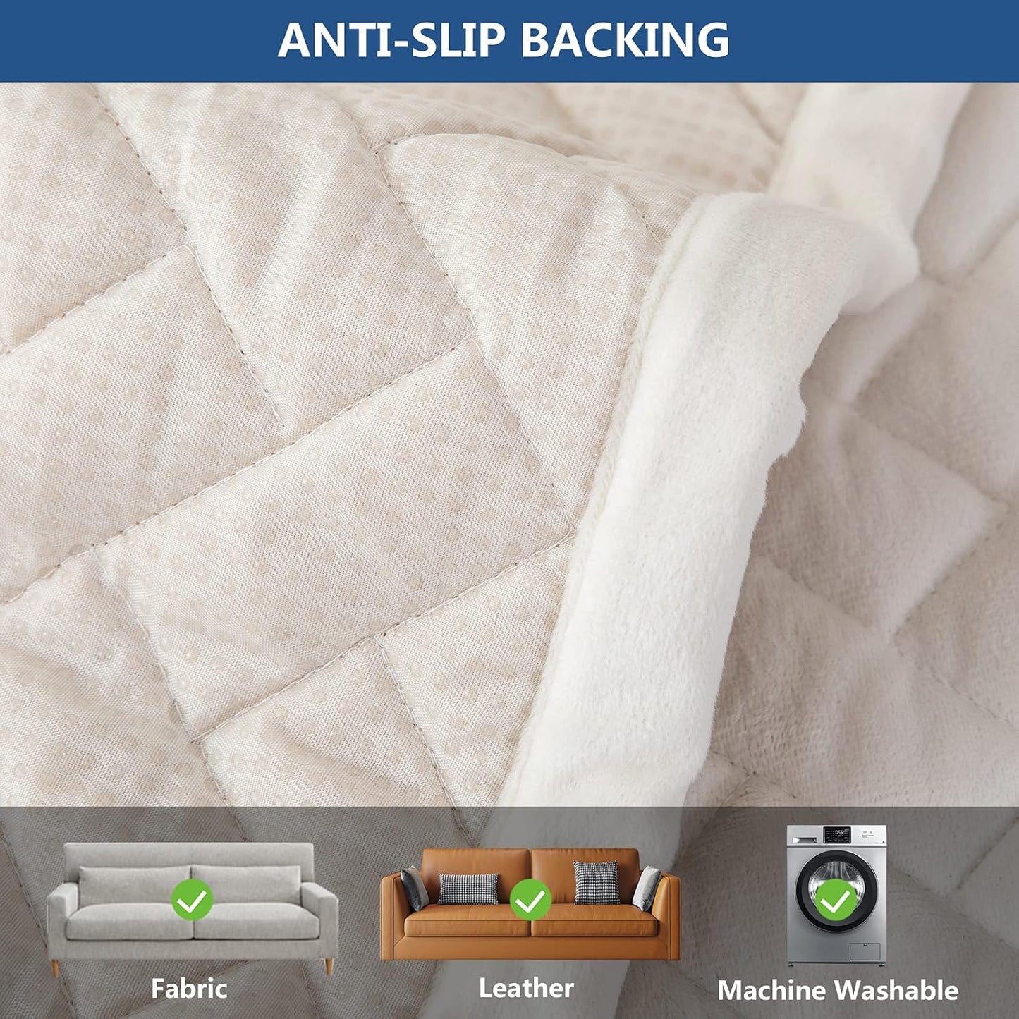 Eismodra Couch Cover,Sectional Couch Covers,Sofa Covers for 3 Cushion Couch,Anti-Slip Sofa Slipcovers for Dogs Cats Kids Loveseat Recliner L Shaped Armrest Backrest,White 43''x70''(Only 1 Piece)