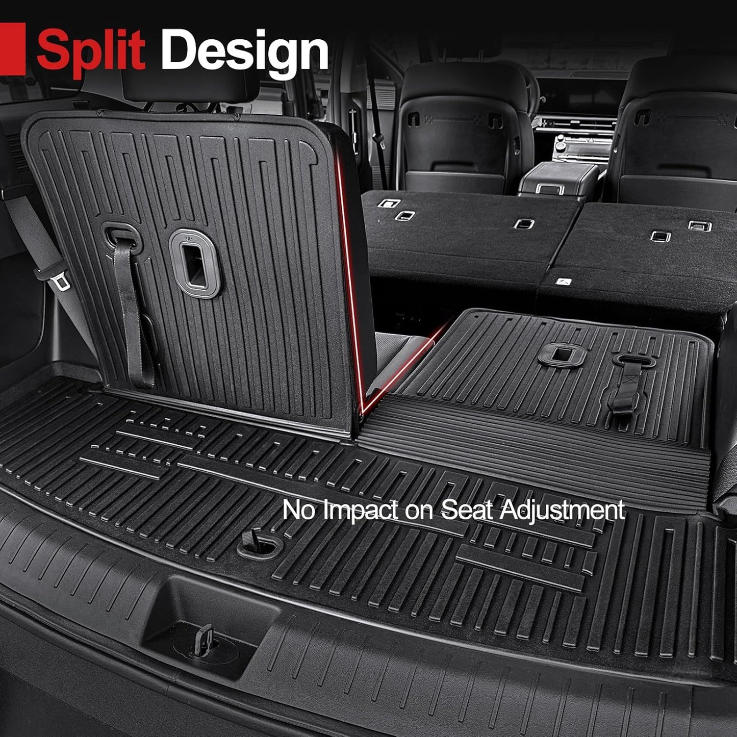 Floor Mats for 2025 Hyundai Santa Fe, All Weather TPE Cargo Mat with Backrest Mat Interior Car Mats Protection for Hyundai Santa Fe Calligraphy Accessories (Fit Hybrid and Fuel) 2024 2025