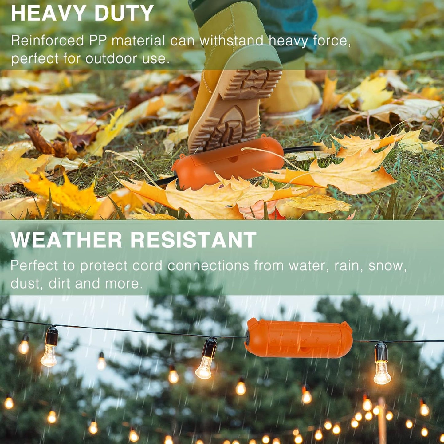 Flemoon [3 Pack] Outdoor Extension Cord Safety Cover with Waterproof Seal, Weatherproof Electrical Connection Box to Protect Outdoor Outlet, Plug, Socket, Christmas Holiday Decoration Light, Orange