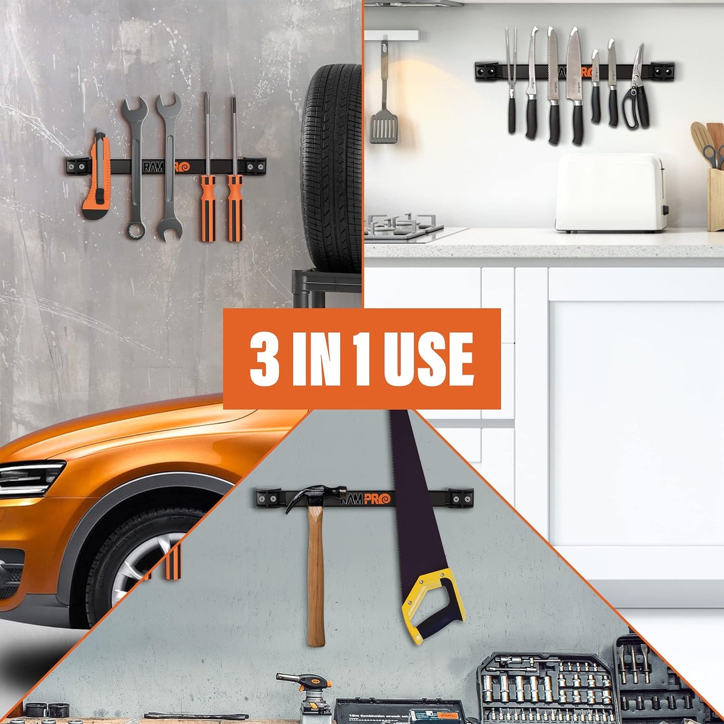 12" Magnetic Tool Holder Strip - A Tool Magnet Bar for Garage Organization, Shop Organization, and Workbench Accessories - Best Gift for Men - Easy To Install in Workshop - Mounting Screws Included.