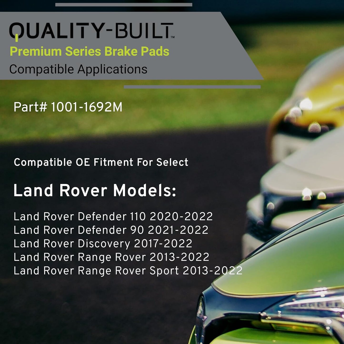 Premium Semi-Metallic Rear Brake Pads (1001-1692M) Compatible with Land Rover Defender 90 2022-2021, Defender 110 2022-2020, Discovery 2022-2017, Range Rover 2022-2013 & More