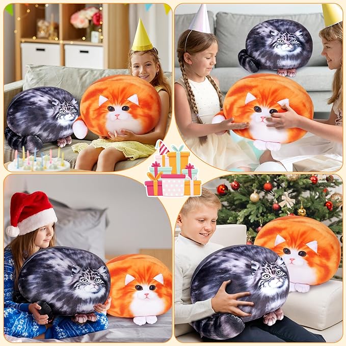 Achwishap Cat Plush,Soft Cat Stuffed Animals,Kawaii Cat Plush Toys,Cute Plushies Cat Body Pillow,Kitten Stuffed Animal Hugging Pillows Plushies Gifts for Kids Adults Birthday(Orange Cat,18”)