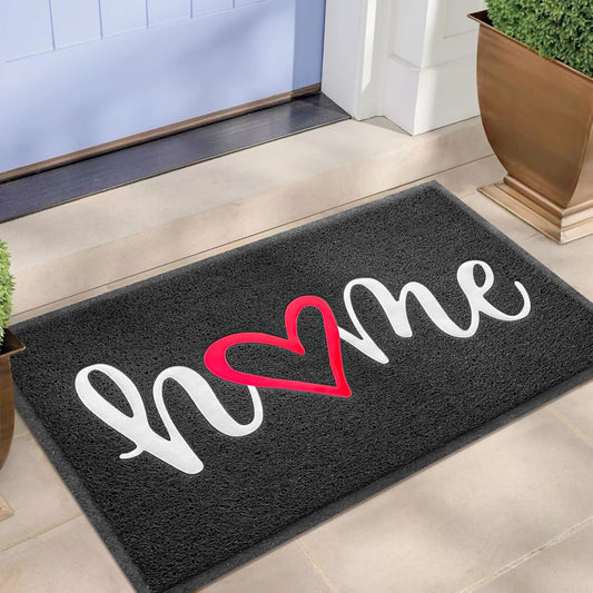 EARTHALL Door Mat Outside Inside Home Doormat, 30"x17.5", Durable Floor Mat Non Slip Mat Ultra Absorb Mud Easy Clean Front Doormat for Garage, Entryway, Patio, High Traffic Areas, Black