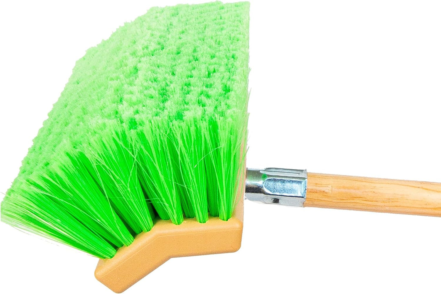 Hub City Industry 10- inch Car Wash Brush, Bi- Level Brush, Soft Nylon Bristle, car Accessories, Cleaning Supplies, Automotive wash Brush,Flagged Green Poly Bristle
