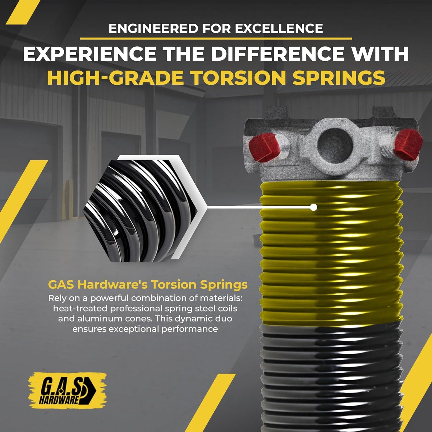 Garage Door Torsion Springs 250x2x30 Includes 1” Steel Bearing, Gloves, and Winding Bars for Left and Right Side of Garage Door Precision E-Coating 5-Year Warranty Minimum 30,000 Cycles (Pair)