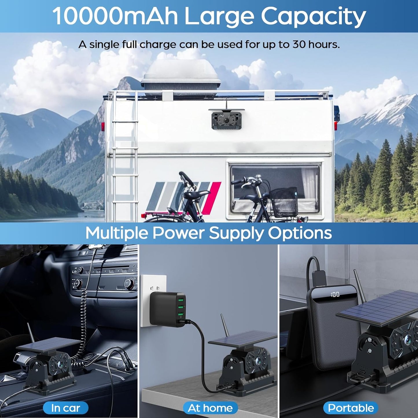 Magnetic Solar Backup Camera Compatible with VS-7A, Only A Camera, Without Monitor