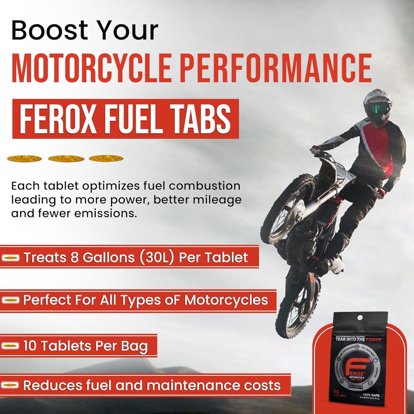 Ferox – Performance Fuel Catalyst | Not an Additive, It’s an Advantage | Total Combustion Control | Race Gas Feel, Fraction of The Price | Any Fuel, Any Engine | 1 Tab = 8 GAL