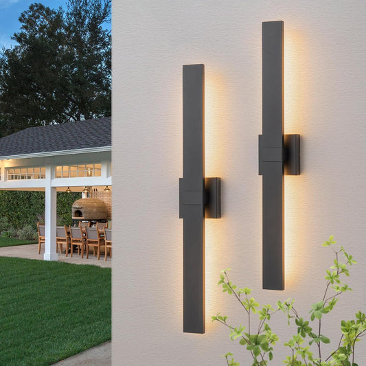 2-Packs Modern Outdoor Wall Lights 31.5" Long LED Outdoor Sconce Lights, Black Linear Exterior Wall Lighting for Porch & Patio Garage Entrance