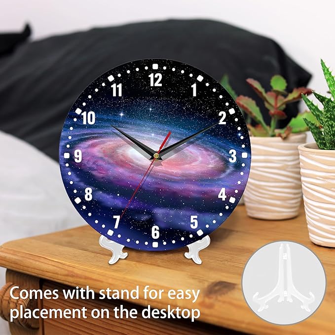 SPUNKER Clocks for Living Room,Spiral Galaxy Kitchen Wall Clock,Milky Way Space Clocks 10 Inch Silent Non-Ticking Wall Battery Operated for Living Room Bedroom Bathroom Laundry Room Decor
