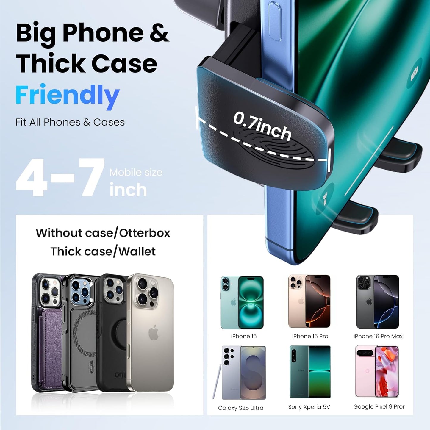 Car Phone Holder, Universal Phone Mount for Car Dashboard&Windshield&Air Vent,Super Suction Dash Cellphone Car Mount Stand for iPhone 16/15/14/13/12 Pro Max, Samsung & Android Smartphones