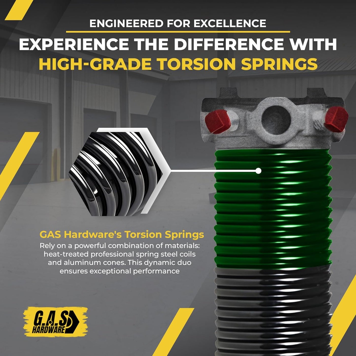 Garage Door Torsion Spring 243x1.75x36 Includes 1” Steel Bearing, Non-Slip Gloves, and Winding Bars for Left Side of Garage Door Precision E-Coating 5-Year Warranty Min. 30,000 Cycles (Red Cone)