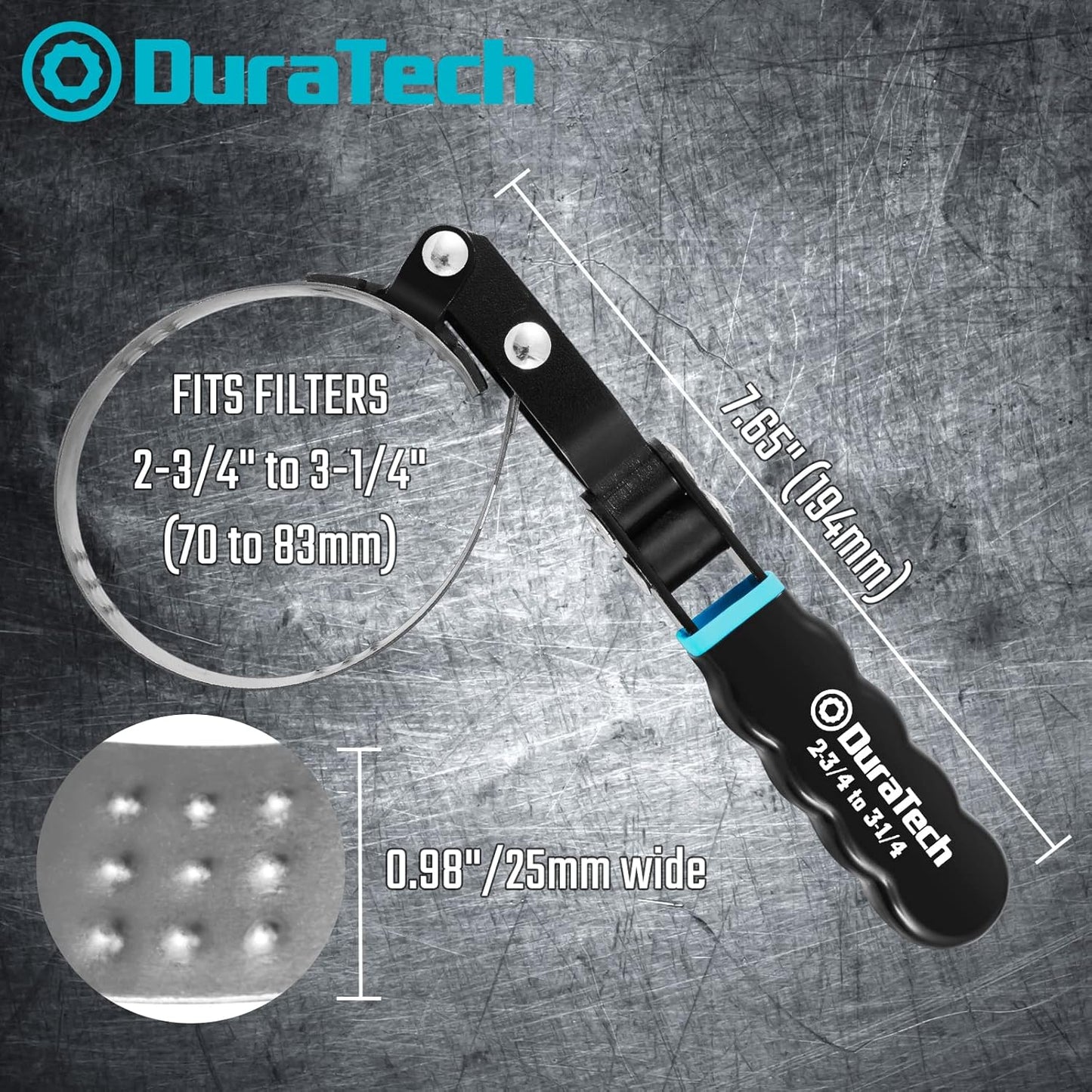 DURATECH Small Swivel Oil Filter Wrench, Oil Filter Removal Tool Fits Filters 2-3/4" to 3-1/4", Perfect for Car Repair Tools