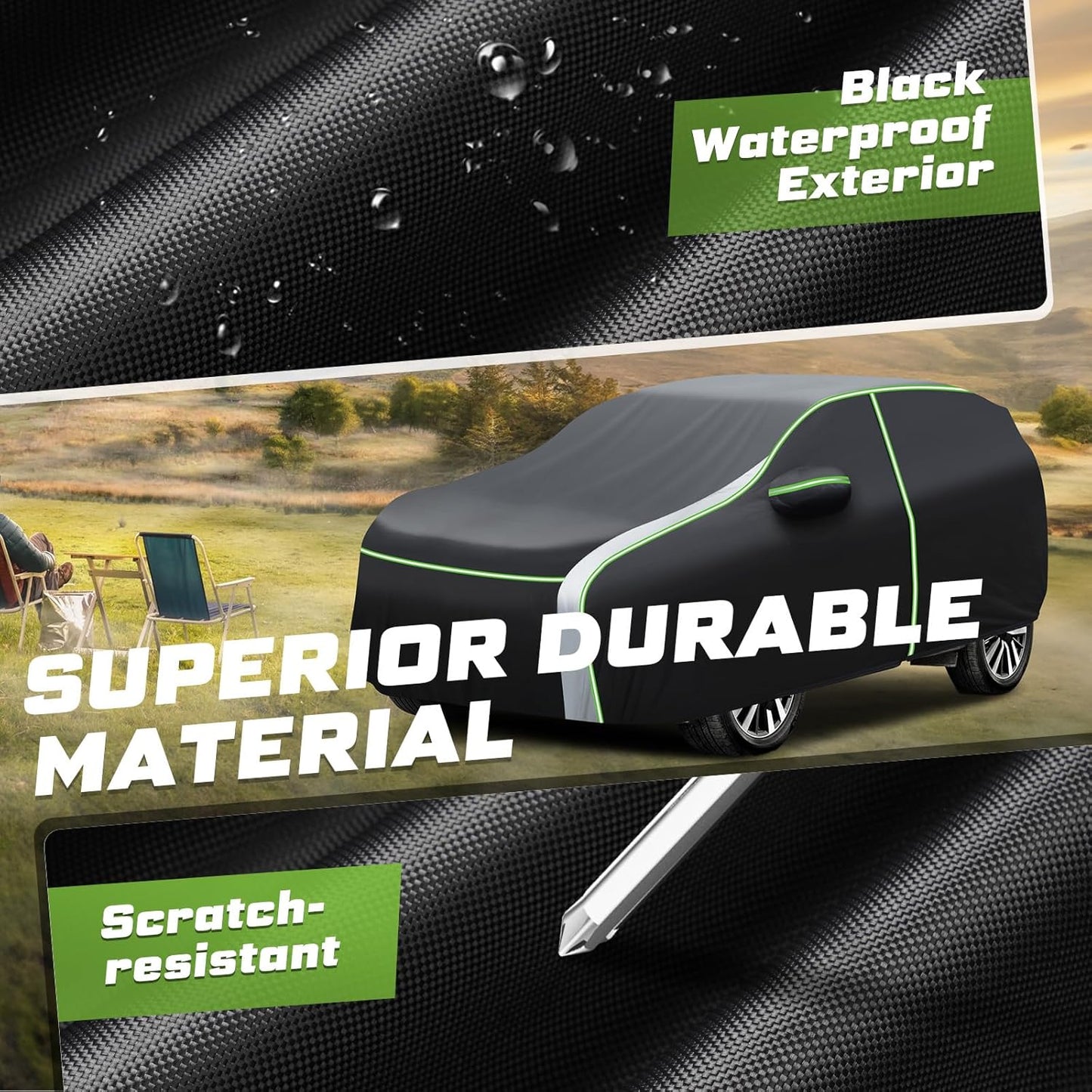 Mixsuper Liner Car Cover for Honda HR-V 1998-2026, 7 Layers Waterproof Car Cover Accessories for HRV with Zipper Door, Windproof Straps, Reflective Strips, Anti-UV, All Weather