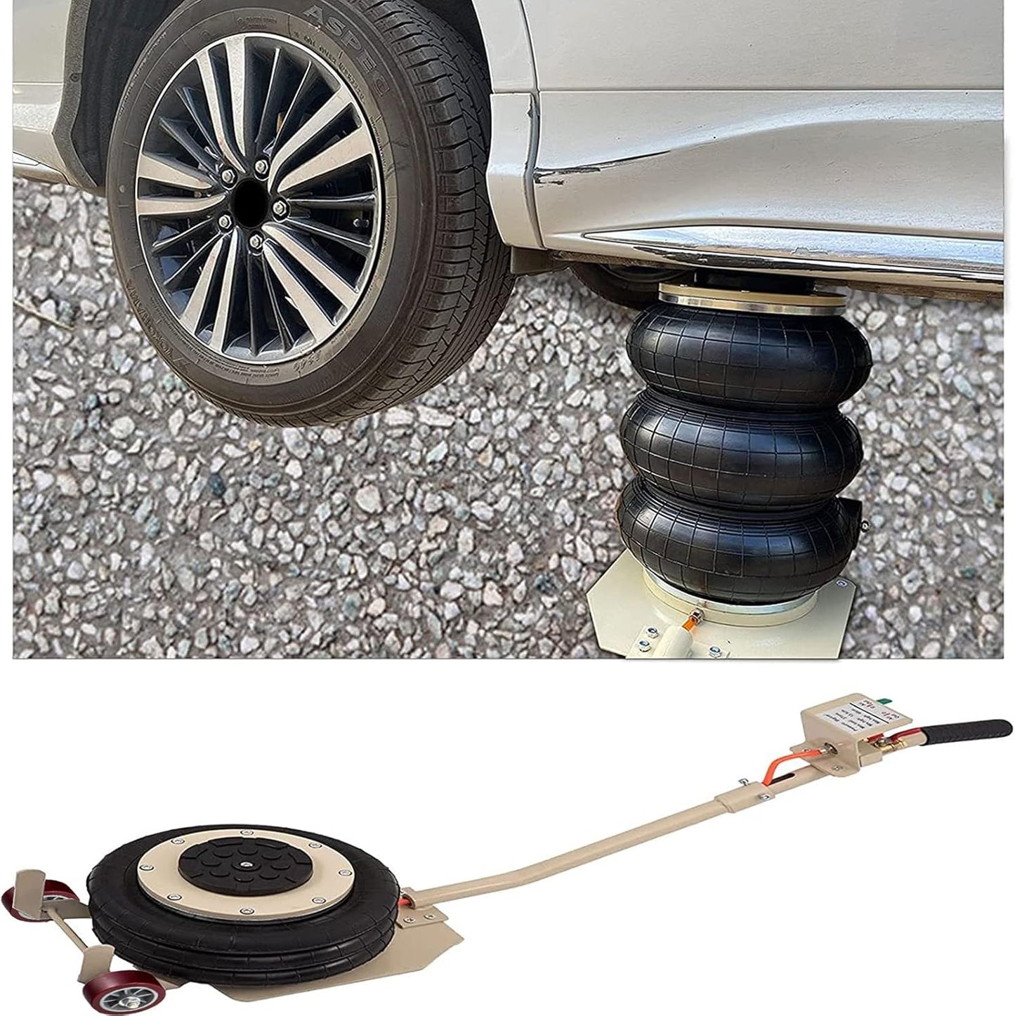 CXRCY 3 Ton Air Jack for Cars & Trucks - 6600LBS Capacity Pneumatic Airbag Jack with Long-Handle, Fast Lifting up to 16 Inch for Cars,Trucks (White Triple Bag Air Jack)