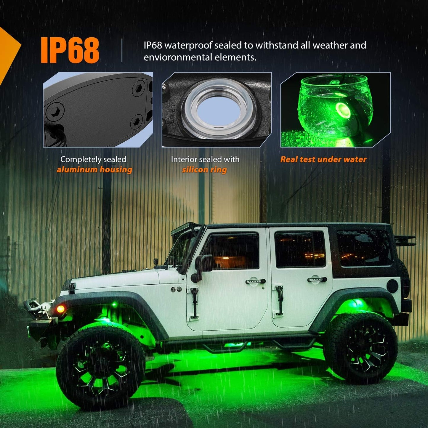 Nilight LED Rock Light 6PCS Green Pods - Waterproof Under Body Wheel Well Exterior Interior for Car Truck Pickups ATV UTV SUV Motorcycle Boat - 2 Years Warranty