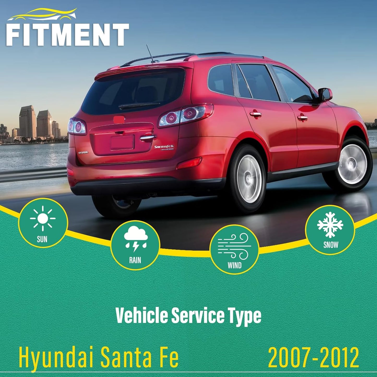 24" 18" 14" Windshield Wiper Blades Replacement for Hyundai Santa Fe 2007 2008 2009 2010 2011 2012 Premium All Weather Front Rear Wipers Set - OEM Quality (Pack of 3)