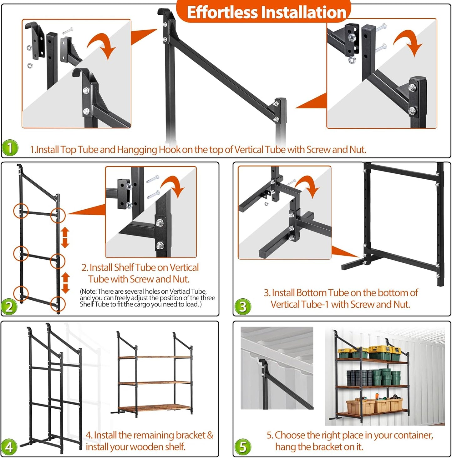 2 Pack Hanging Heavy duty Adjustable Shelf 56.5x22 Cargo Container Shelving units