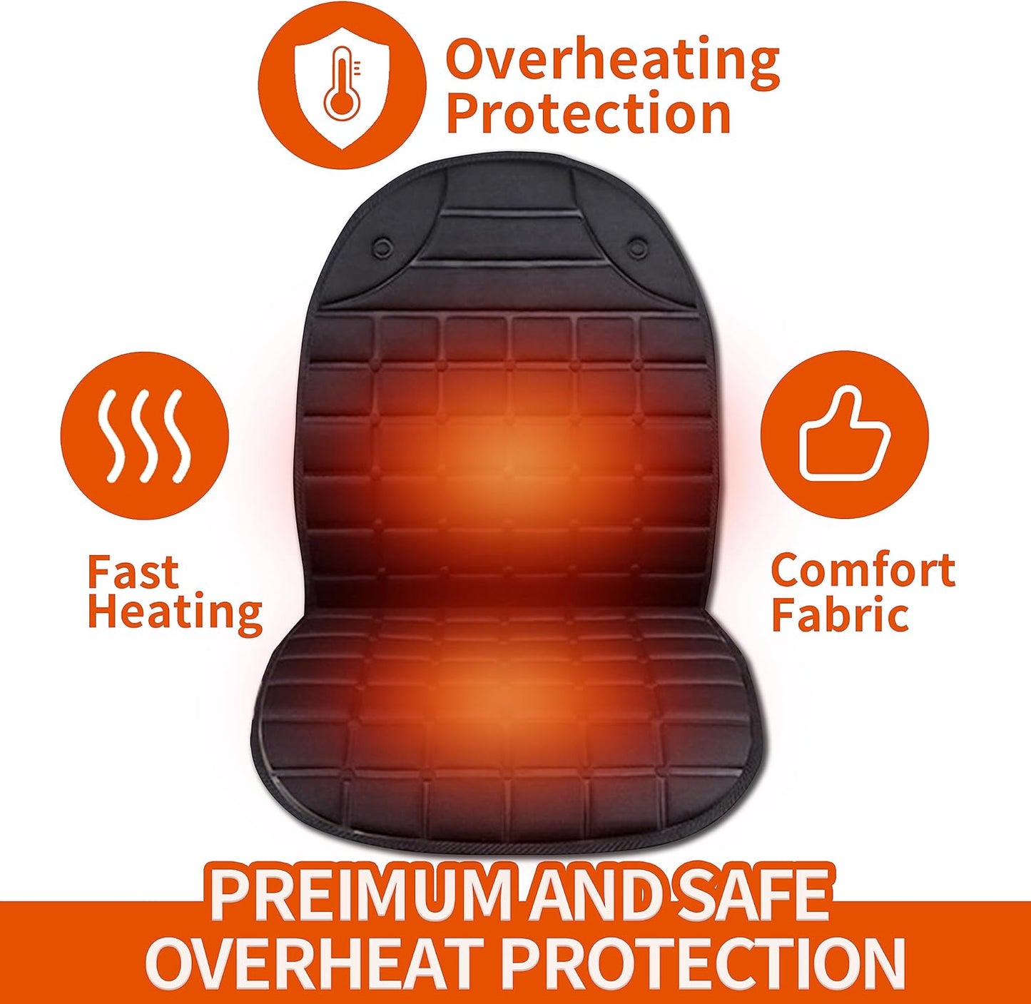 Heated Seat Covers, 2 Fast Heating Models Heated Seat Cushion Black