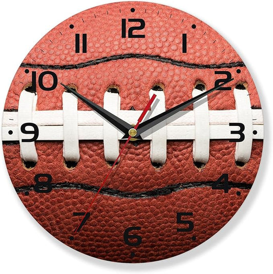 Wall Clocks,American Football Laces 10 Inch Wall Clock,Summer Small Battery Operated Wall Clocks Decorative for Kitchen/Living Room/Bedroom/Bathroom/Dining Room