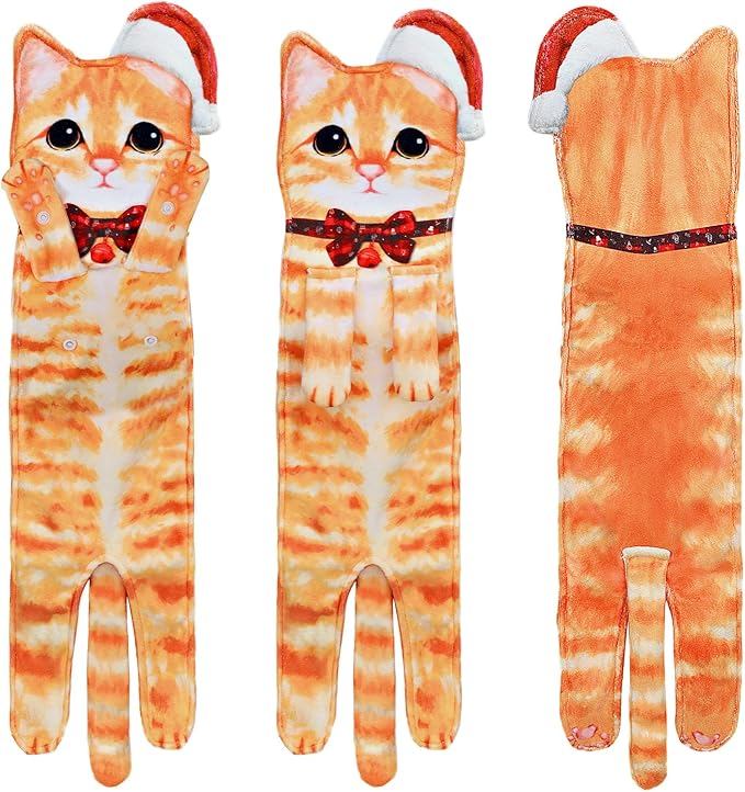 AGRIMONY Cat Funny Hand Towels for Bathroom Kitchen - Cute Decorative Cat Decor Hanging Washcloths Face Towels Super Absorbent Soft - Housewarming Birthday Christmas Fun Gifts for Women Cat Lovers