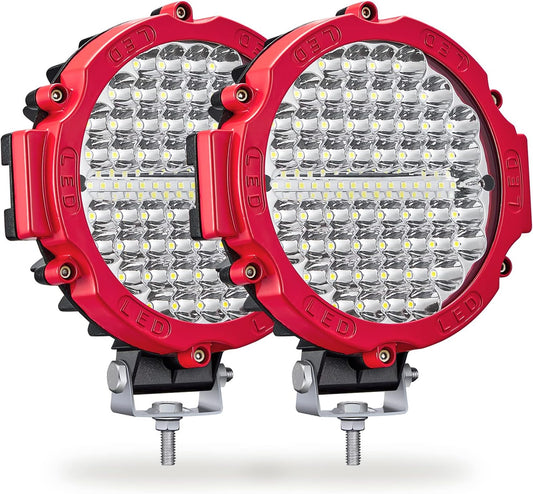 Round LED Light Pods, 7 Inch 120W 10000lm LED Off Road Driving Auxiliary Fog Lights 12V 24V for Trucks ATV SXS RZR UTV Golf Cart 4x4 Car Offroad Lighting Waterproof (2 Pack)